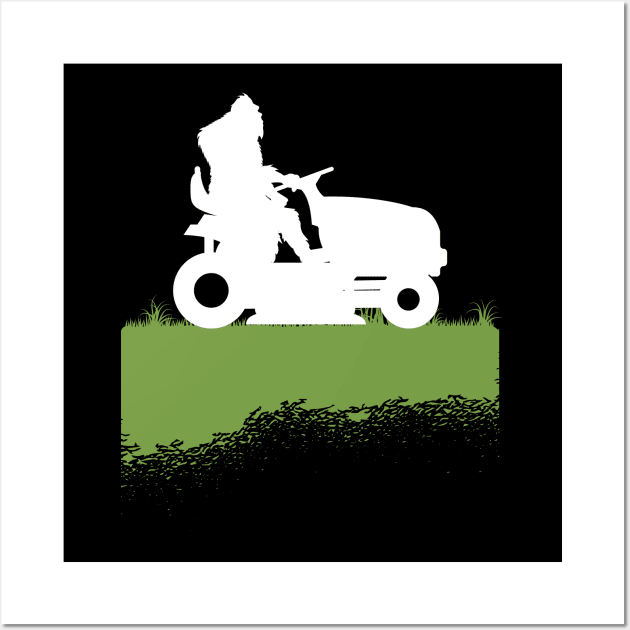 Bigfoot Mowing the Lawn Wall Art by Tesszero